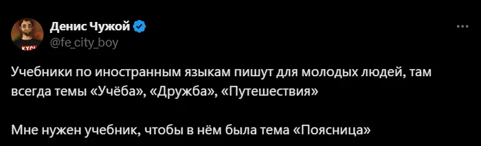 То, что действительно нужно - Twitter, Денис Чужой, Иностранные языки, Учебник, Юмор, Скриншот