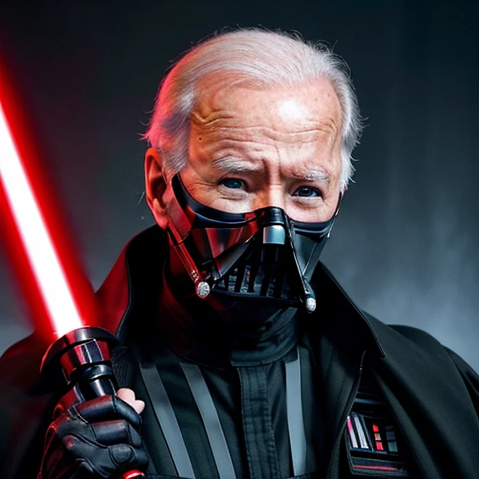 Joe Weider - My, Art, Neural network art, 3D, Artificial Intelligence, Нейронные сети, Joe Biden, US presidents, Darth vader, Star Wars, Lightsaber, Humor, Satire, Parody, Old men, Politicians, USA, Generated, Men, Mask