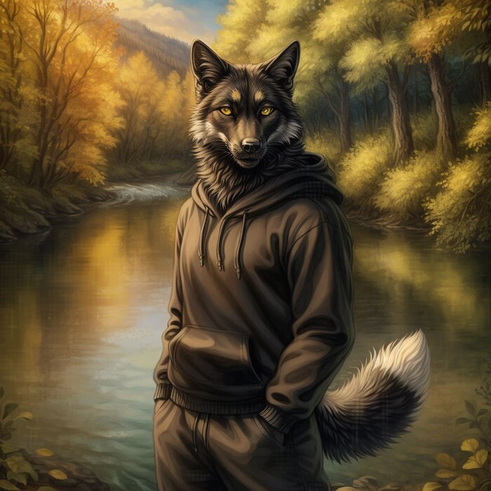 Furry black fox , Furry Art,  , Stable Diffusion, ,  