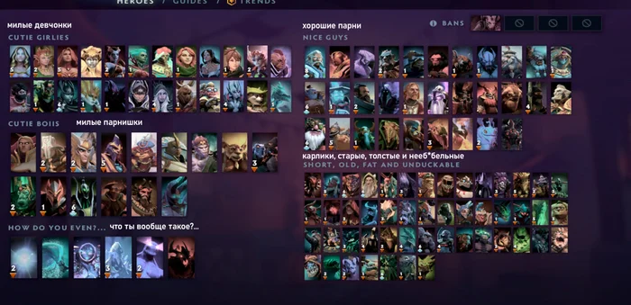 My wife sorted Dota 2 heroes... Help - Computer games, Gamers, Video game, Steam, Dota 2, Reddit (link)