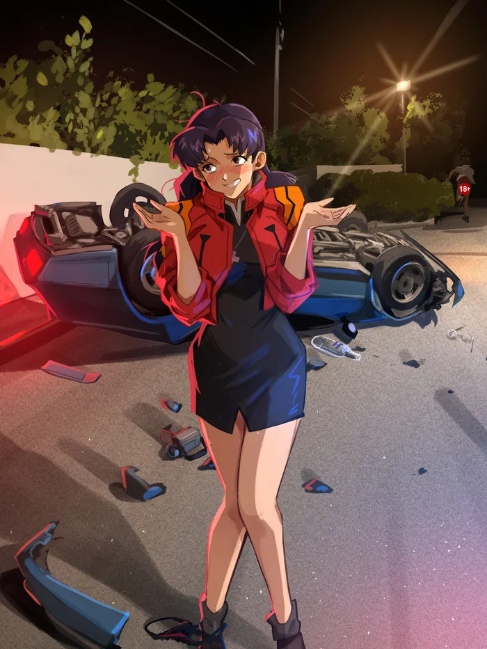 Авария - Аниме, Anime Art, Khyleri, Misato Katsuragi, Evangelion