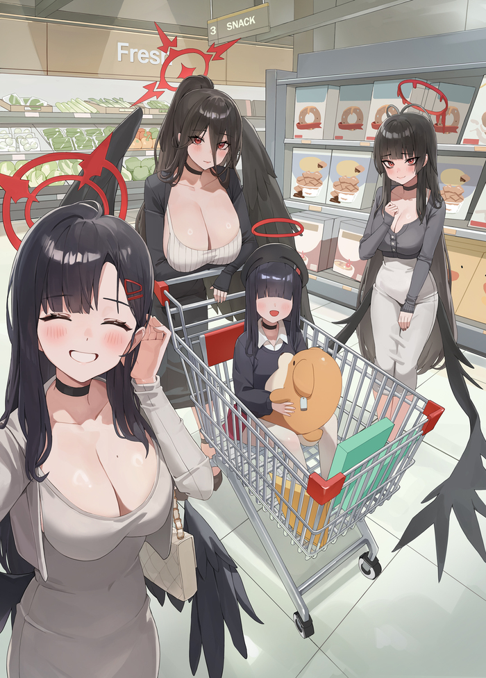    Anime Art, , , , Blue Archive, Ichika (Blue Archive), Hanekawa Hasumi, Kenzaki Tsurugi, Mob-chan (Blue Archive), , 