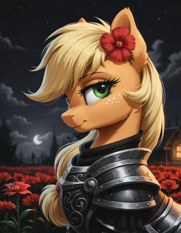 Armored apple - My little pony, PonyArt, Applejack, Neural network art