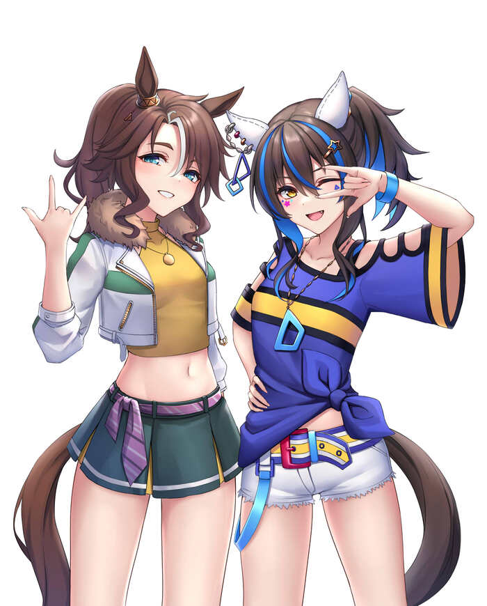 Mejiro Palmer & Daitaku Helios - Anime, Anime art, Uma musume pretty derby, Animal ears, Tail