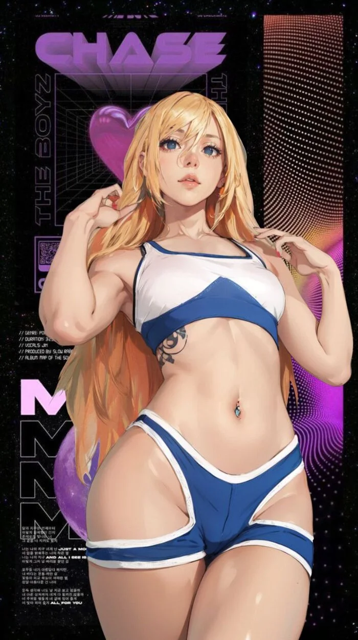 Blond - My, Neural network art, Girls, Blonde, Blue eyes, Swimsuit, Bodysuit, Hips, Longpost