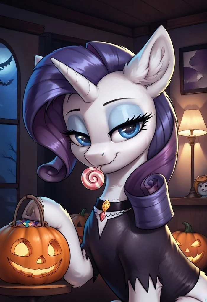 Halloween Rarity! - My, Neural network art, My little pony, PonyArt, Rarity, Longpost