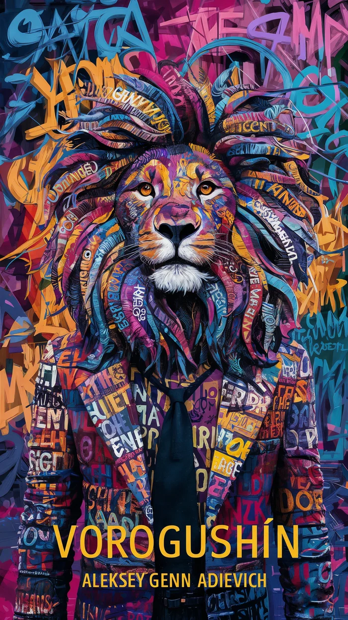 Contemporary artist: Vorogushin Alexey Gennadievich. Bright abstract lion in street art style with elements of surrealism. AI artist - My, Desktop wallpaper, Нейронные сети, Phone wallpaper, Neural network art, Digital, Art, Street art, Dall-e, Art, Modern Art, Computer graphics, a lion, Surrealism, Abstraction, Abstractionism, Cover, Artificial Intelligence, Digital drawing, Longpost