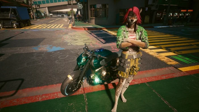 Furry in Cyberpunk 2077 #8 Female Biosculpted Exotics Mod - My, Furry, Cyberpunk 2077, Screenshot, Fashion, Longpost