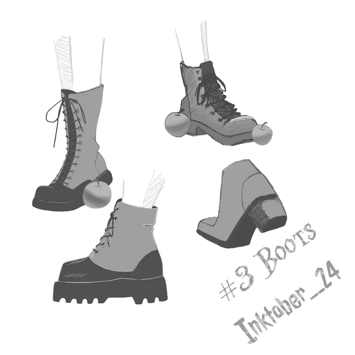 3\31. Boots - ботинки. KettliNekly - Моё, Арт, Рисунок, Цифровой рисунок, Inktober, Ботинки, Новичок