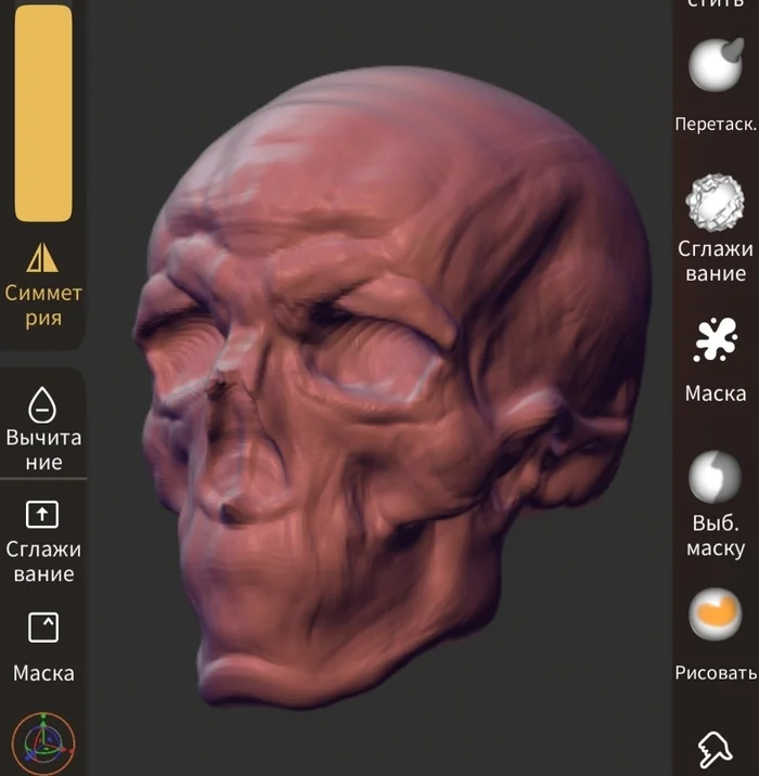 I made a skull in my phone - My, Scull, Anatomy, Digital drawing, Sculpture, Longpost