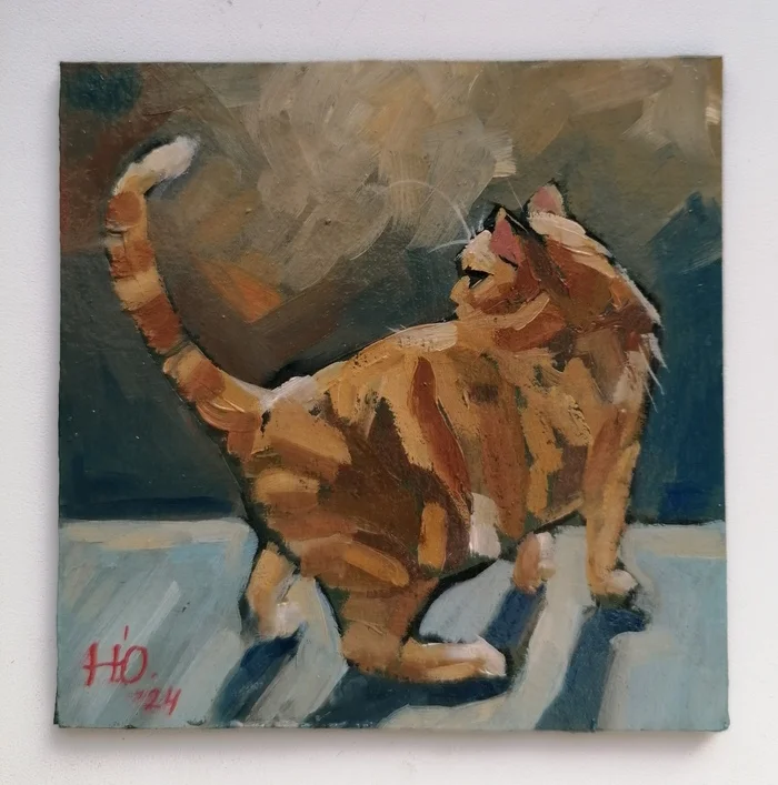 Redhead - My, cat, Pets, Oil painting, Painting, Animalistics, Author's painting, Cat lovers, Artist, Etude, Redheads, Painting