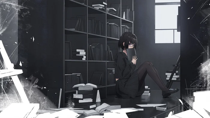 Bookworm - Anime, Anime art, Original character, Girls