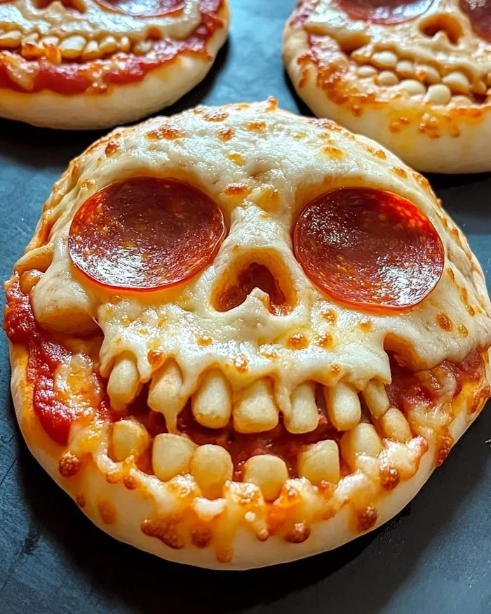 Halloween Pizza - Pizza, Scull, Neural network art