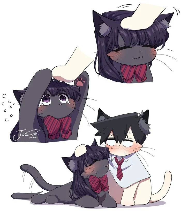 Petting Komi-cat-san - J humbo, Art, Anime, Anime art, Komi-san wa comyushou desu, Shouko komi, Hitohito Tadano, cat