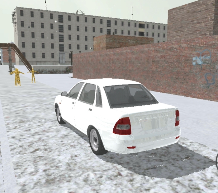 Приора едет прямо по тротуару