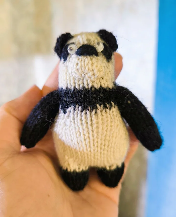 Cute panda, a chubby friend for all seasons in life - My, Decor, Panda, Souvenirs, Knitting, Needlework, Amigurumi, Pocket animals, Author's toy, Plush Toys, Knitting, Knitted toys, Soft toy, Wool toy, Keychain, Handmade, Needlework without process