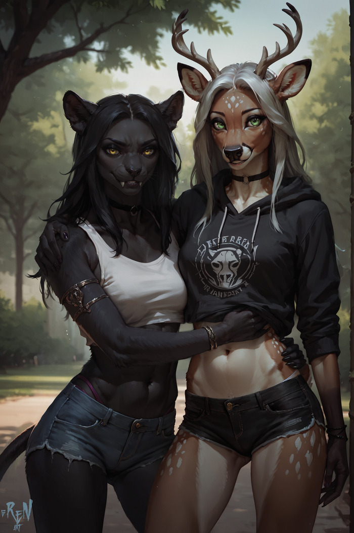   , Stable Diffusion, Furry deer, Furry Panther, Furry Art, , 