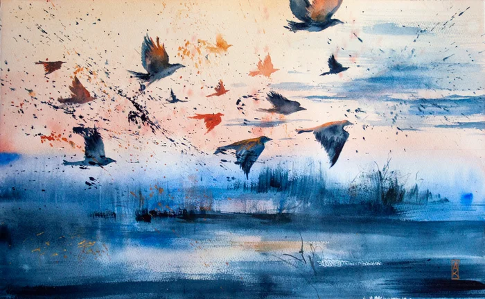 Autumn - Autumn, Birds, Watercolor