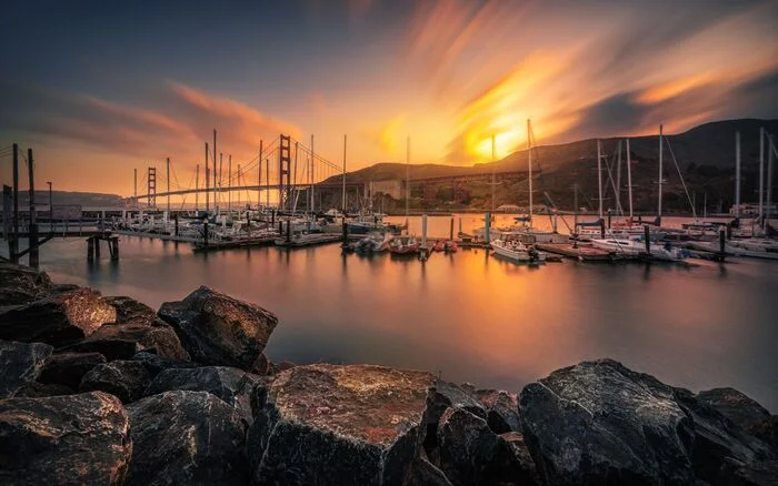 Golden Gate Bridge Sunset - My, The photo, USA, Travels, Sunset, Long exposure, California