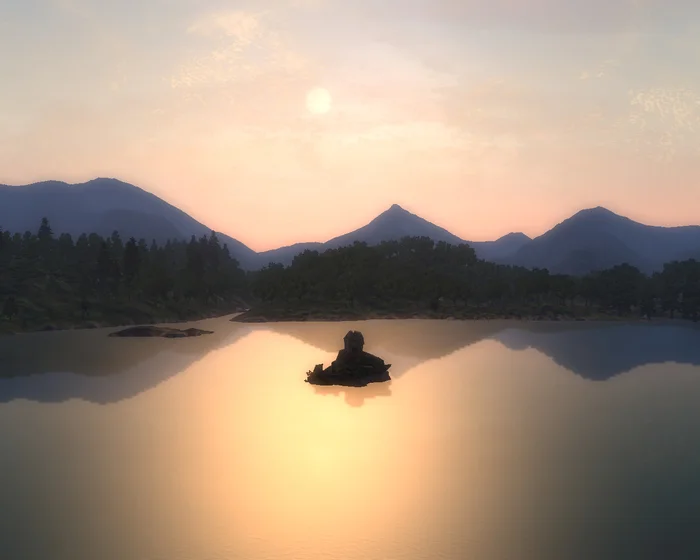 A strange island appeared in the Nibenay Bay - My, Bethesda, The elder scrolls, The Elder Scrolls IV: Oblivion, Tamriel, Cyrodile, Landscape, dawn, Island, Nostalgia, Screenshot