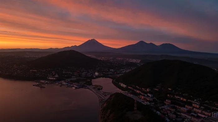 Petropavlovsk at sunset - My, The photo, Drone, Aerial photography, Petropavlovsk-Kamchatsky