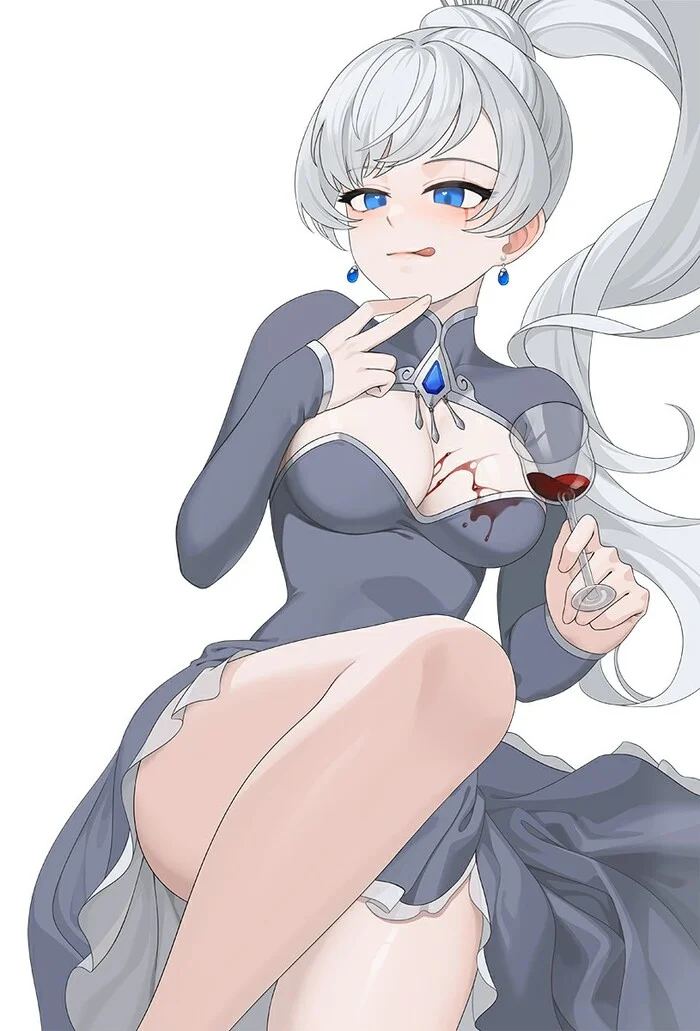 Вайсс слегка навеселе - Pixiv, Anime Art, Аниме, RWBY, Weiss Schnee, Бедра