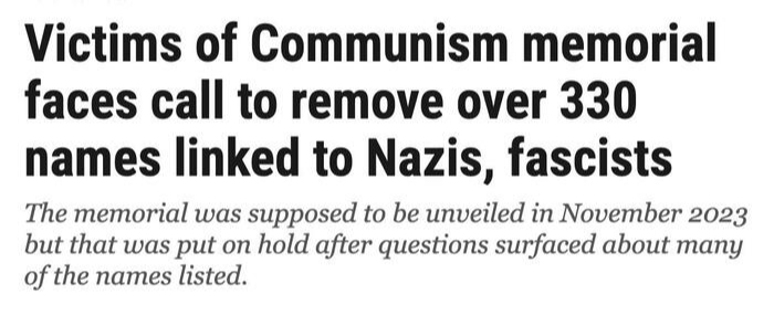 2/3 of the names in the Memorial to the Victims of Communism turned out to be fascists - My, Politics, Canada, Nazism, Communism, Anti-fascism, Telegram (link), Longpost