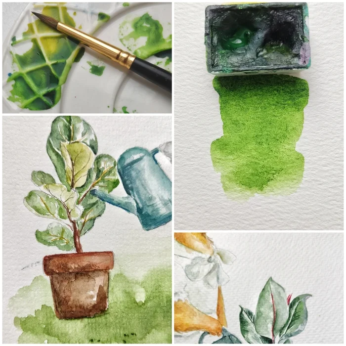 The greenest of all greens - My, Watercolor, Paints, Drawing, Painting, Artist, Illustrator