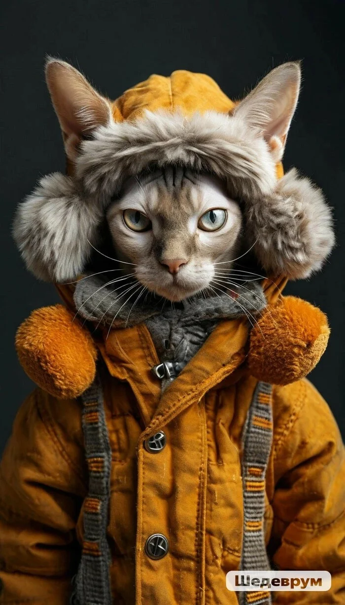 It's time to remember about warm clothes - My, Masterpiece (Yandex), cat, Sphinx, Heat, Fashion, Good mood, Longpost, Milota