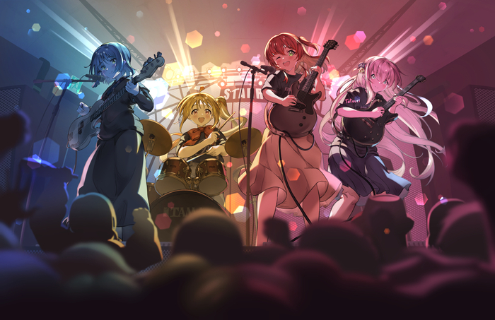 Kessoku Band , Anime Art, Bocchi the Rock!, Gotou Hitori, Ijichi Nijika, Yamada Ryou, Kita Ikuyo