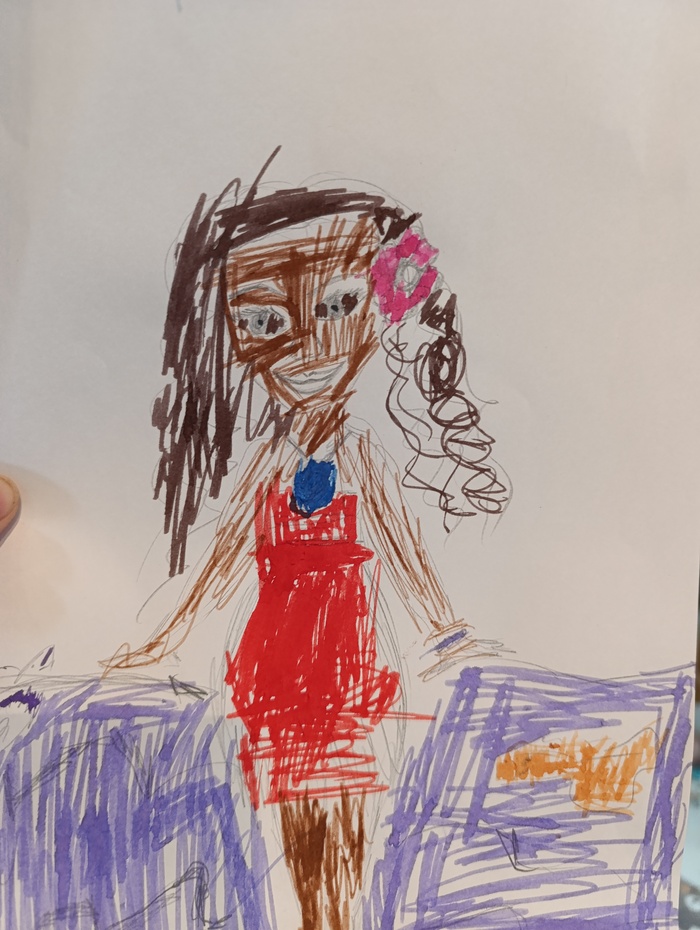 Девочка 4-х лет нарисовала главную героиню мультфильма "Моана". Задатки есть, не так ли?