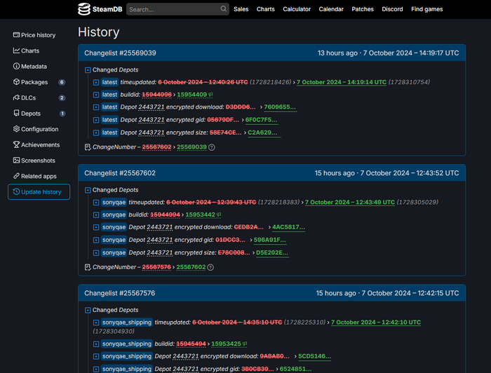 Страница на SteamDB.