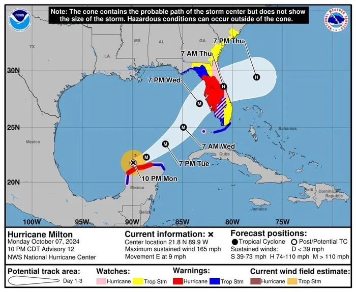 Как в США готовятся к ураганам или Милтон идет на Флориду прямо сейчас - Моё, Ураган, Стихия, США, Погода, Природные катаклизмы, Флорида, Наводнение, Длиннопост, Скриншот, Фотография