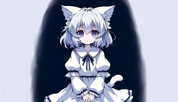 Маленький нейрохвость - Аниме, Anime Art, Хвост, Animal Ears, Неко, Touhou, Cirno, Арты нейросетей