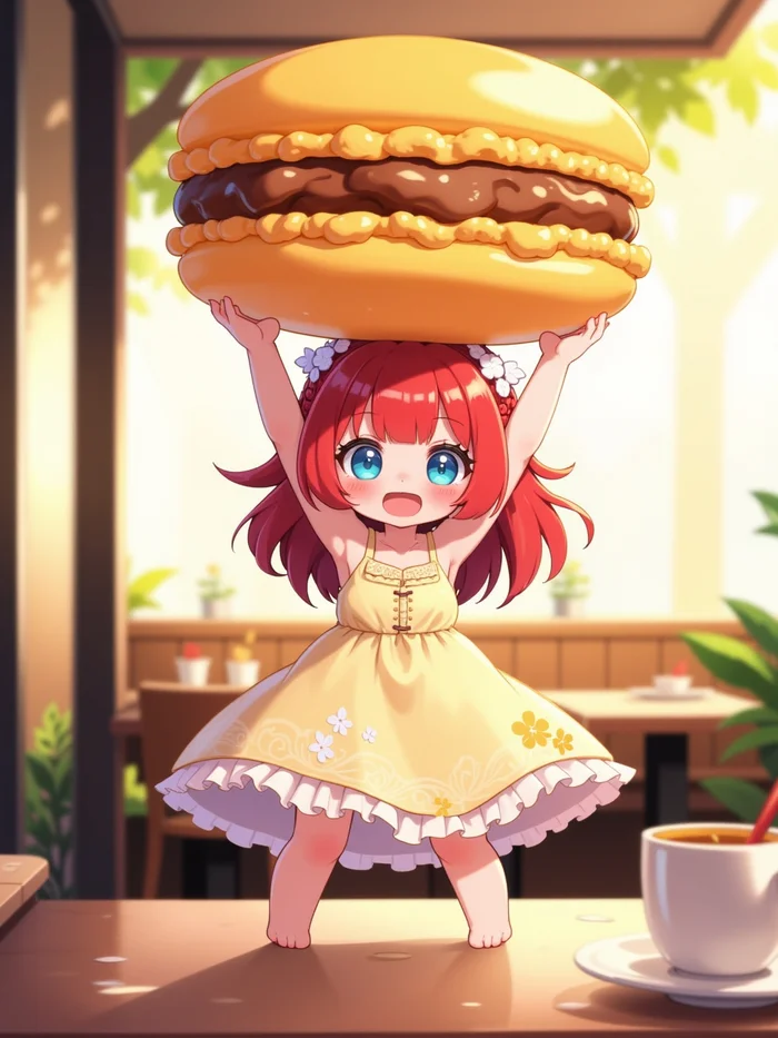 Neurotyanki #46 (Chibi and Macaron) - My, Anime, Anime art, Neural network art, Flux, Original character, Neural Networks, Stable diffusion, Chibi, Longpost