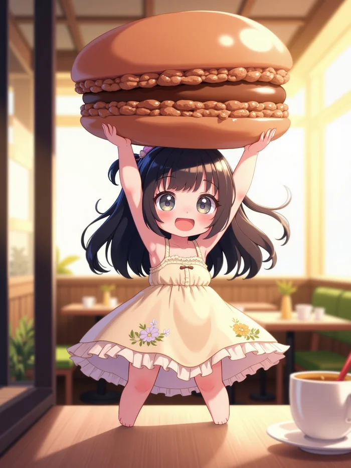 Neurotyanki #46 (Chibi and Macaron) - My, Anime, Anime art, Neural network art, Flux, Original character, Neural Networks, Stable diffusion, Chibi, Longpost