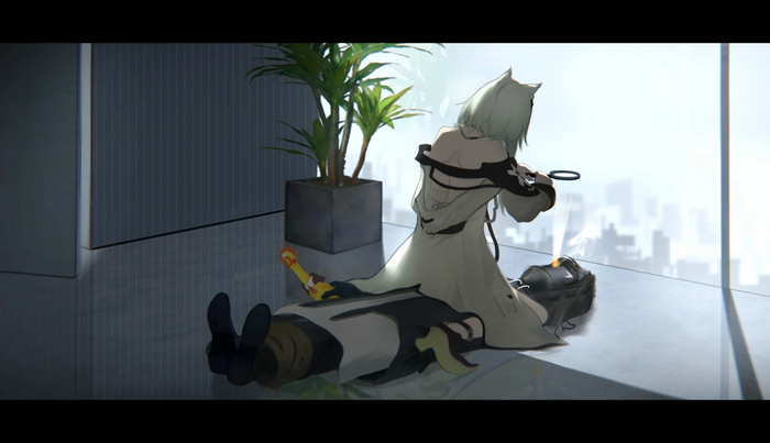 ...   Anime Art, Arknights, , , Kaltsit, Doctor (Arknights), Fiammetta, Animal Ears