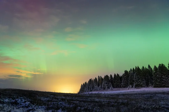 Polar Lights on the night of October 10-11 in Perm Krai - My, Landscape, Perm Territory, Night, The photo, Lysva, Polar Lights, Longpost