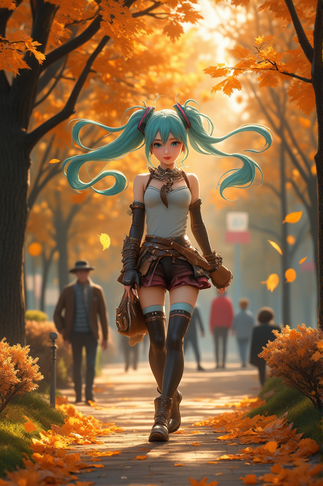 Friday Miku - My, Neural network art, Anime, Video, Hatsune Miku, Flux, Нейронные сети, Vertical video, Longpost, Steampunk, Walk