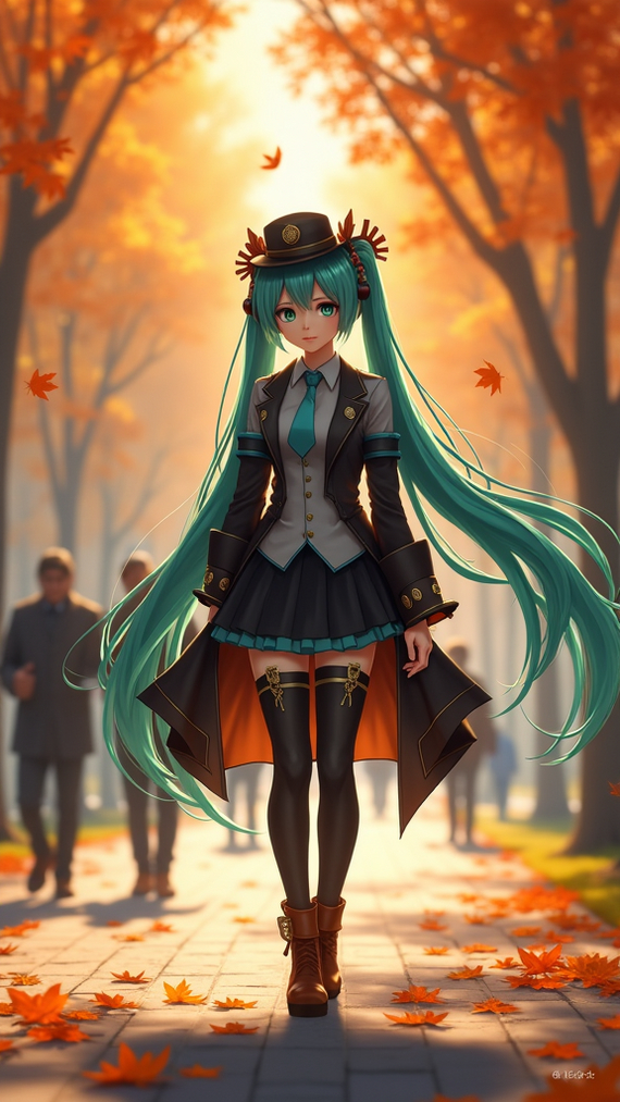 Friday Miku - My, Neural network art, Anime, Video, Hatsune Miku, Flux, Нейронные сети, Vertical video, Longpost, Steampunk, Walk