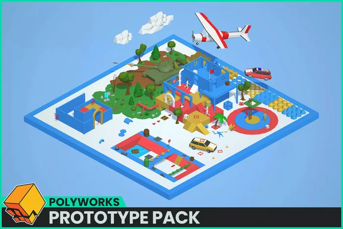 Раздается Low Poly Prototype Pack - Polyworks набор для лоу поли прототипирования или изометрических игр на asset store unity - Asset store, Asset, Unity, Unity3d, Раздача, Разработка, Инди игра, Инди, Gamedev, Low poly, Prototype, Длиннопост