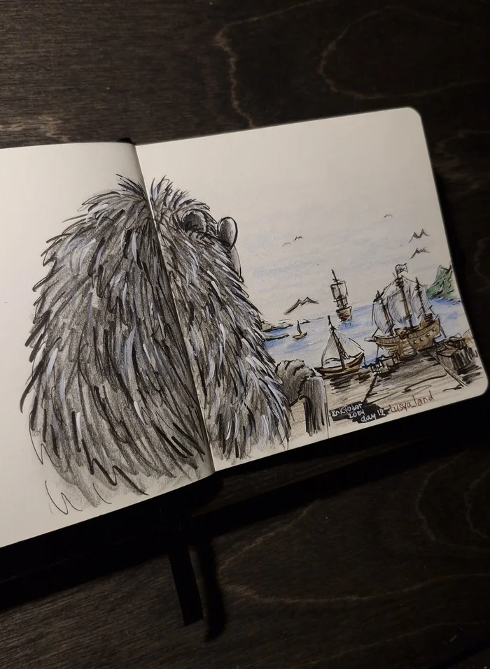 Day 12: Remote - My, Inktober, Hedgehog, Ship, Art, Creation, Sketch