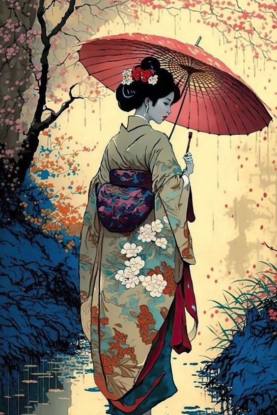 Beauty for your feed (pictures found by me on the Internet) - Japan, beauty, Milota, Geisha, Ukiyo-e, Japanese, Flowers, Kimono, Patterns, Sakura, Aesthetics, Beautiful view, Longpost