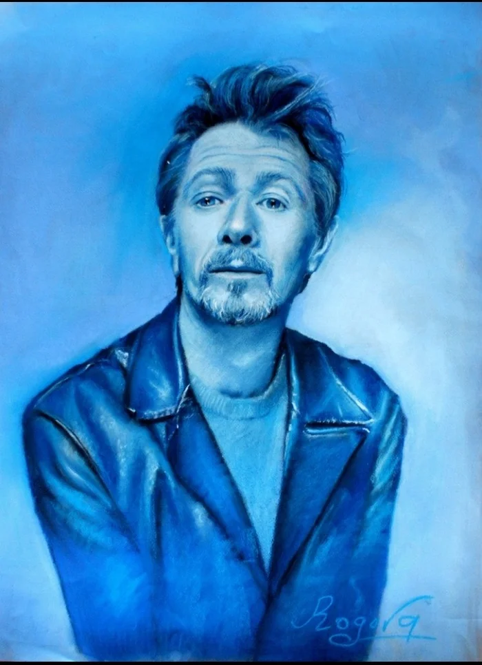 Pastel Portrait Gary Oldman - My, Portrait by photo, Portrait, Artist, Actors and actresses, Actual, Painting, Love, beauty, Blue, Color