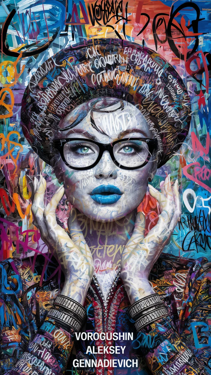 Contemporary artist: Vorogushin Alexey Gennadievich. Russian woman in a kokoshnik in the style of street art with elements of surrealism. AI artist - My, Dall-e, Нейронные сети, Digital, Phone wallpaper, Neural network art, Art, Street art, Desktop wallpaper, Art, Modern Art, Computer graphics, Russian women, Women, Surrealism, Abstraction, Abstractionism, Artificial Intelligence, Digital drawing, Longpost, Graffiti