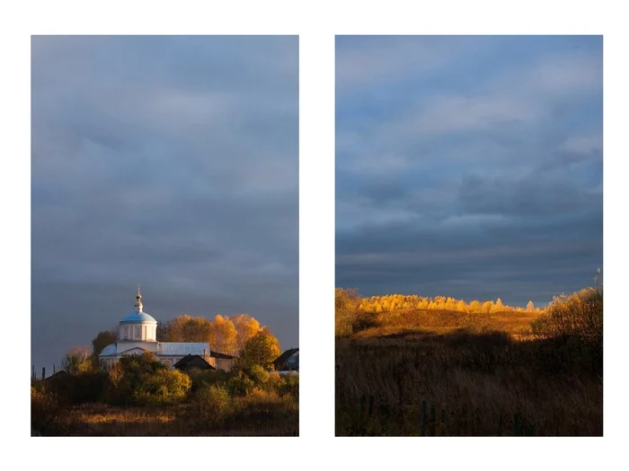 Golden autumn. Vladimir region - My, Travel across Russia, Temple, Autumn, Nature, The nature of Russia, Alexandrov, Sunset, Sunrises and sunsets, Beautiful view