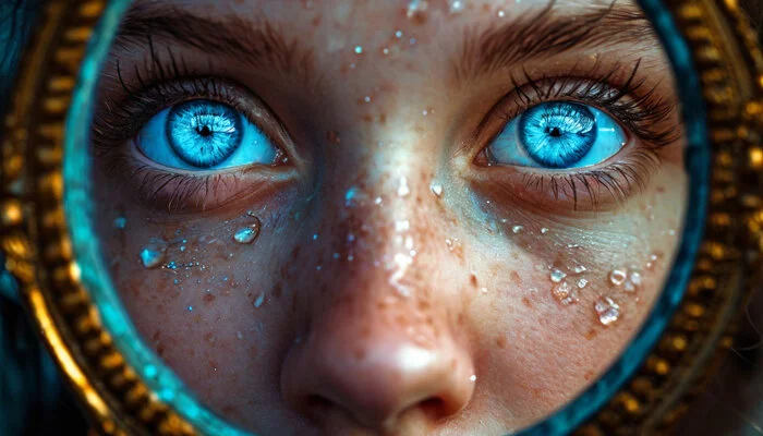 The whole world in the eyes - My, Eyes, Girls, Blue eyes, Graphics, Art, Neural network art