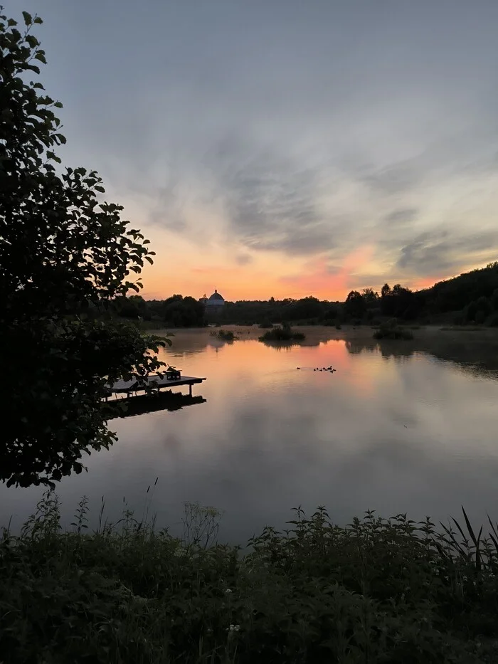 Sunset - Nature, Temple, Pond, Art, Sunset