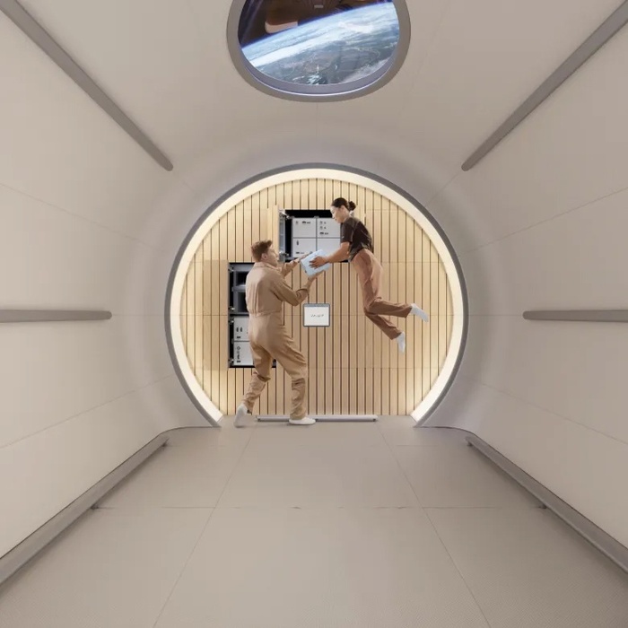 Интерьер станции Haven-1 включает в себя такие функции, как 1,1-метровое куполообразное окно и использование деревянных панелей. Фото: Vast