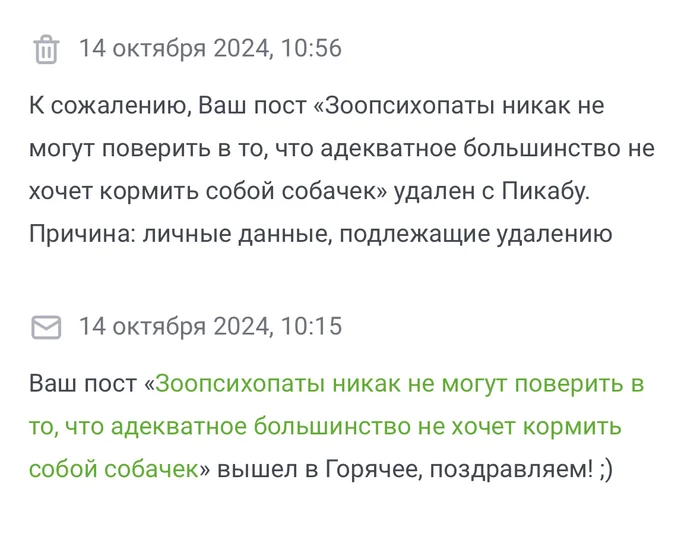 Zoopsychopaths were offended and complained about my post - My, Radical animal protection, Dog bite, Dog attack, Chulman, Longpost, Negative, Stray dogs, Screenshot, Deleting posts on Pikabu, Comments